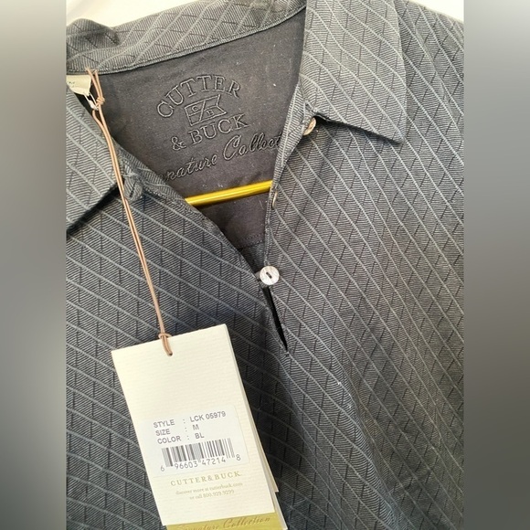 NWT Cutter & Buck Signature Collection Black Textured Athletic Polo Shirt Medium - Picture 11 of 11